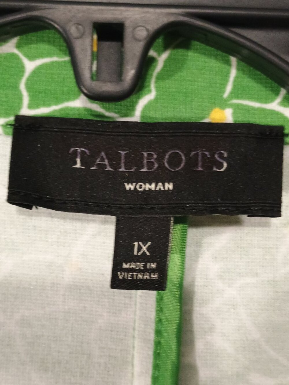 Talbots Woman 1X Green Floral Cotton Blend Blazer Jacket One Button Spring - Picture 4 of 8